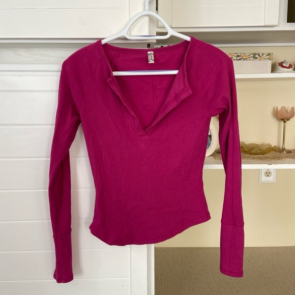 Free People Tops - Bright Pink Long Sleeve Top